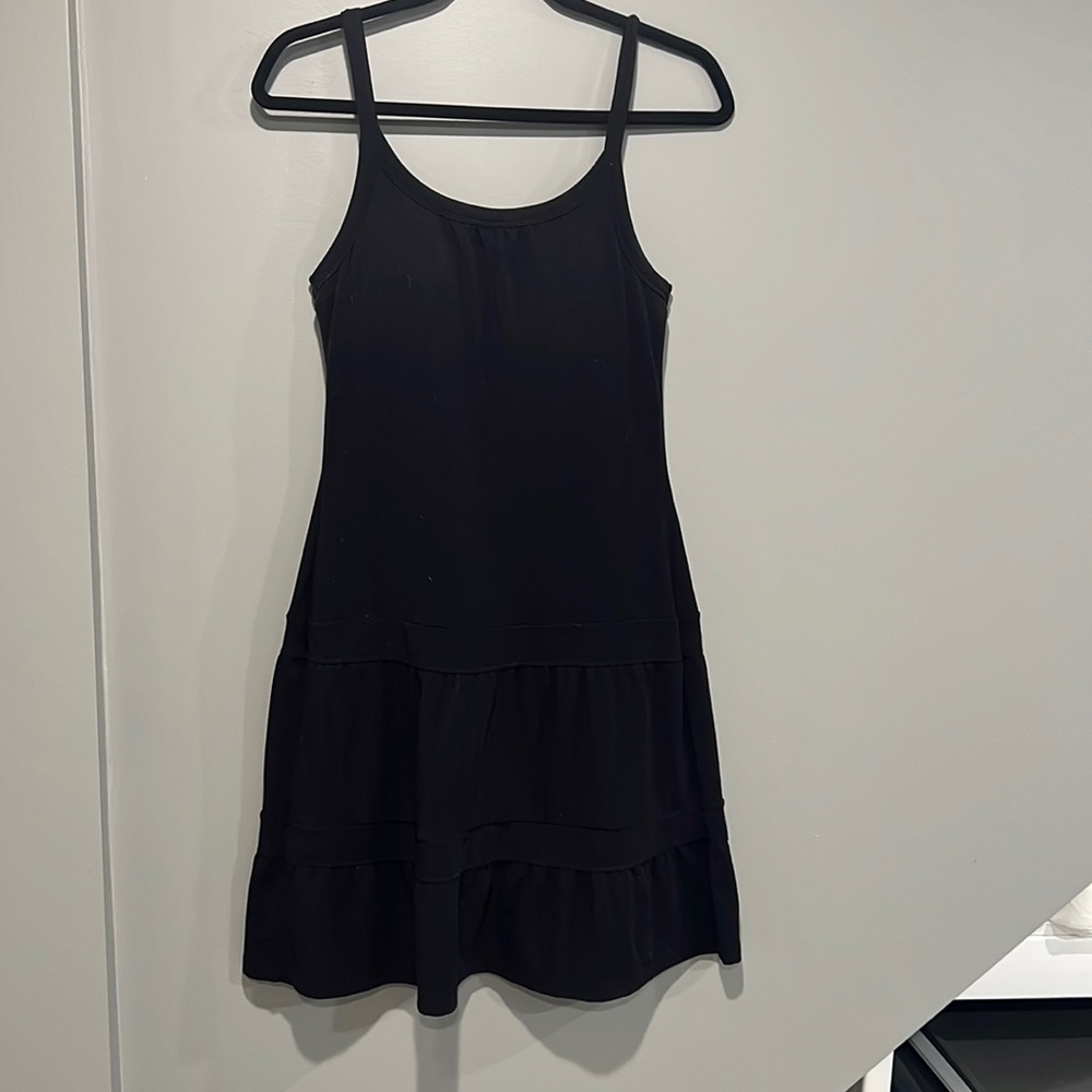 PRANA- Cotton sundress, black, XS, built in shelf bra with removable cups